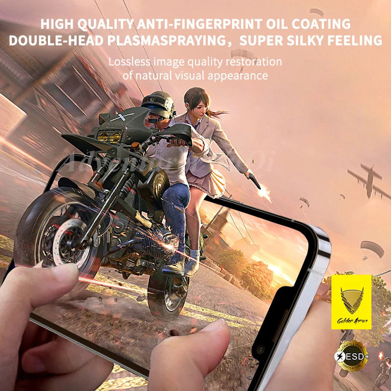 2/4Pcs For iPhone 16e 16 15 14 13 11 Pro Max 17Air Tempered Glass Screen Protector Golden Armor Luxury 12 Full Glue X XR XS Plus