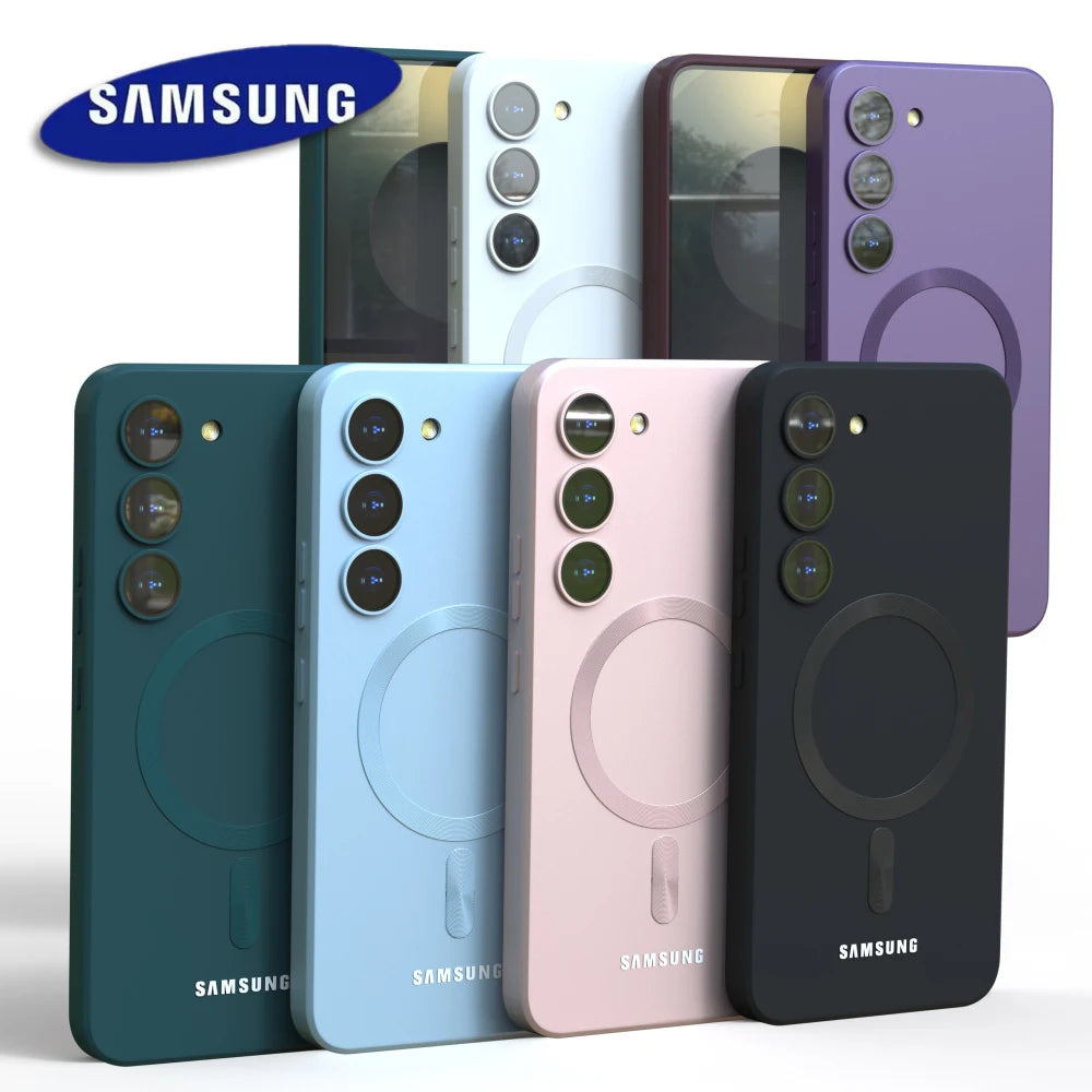 For Samsung Galaxy S25 Magsafe Case S24 S23 S21 FE S22 Plus A56 A55 A54 A36 A35 A16 A15 Soft Silicone Magnetic Phone Back Cover