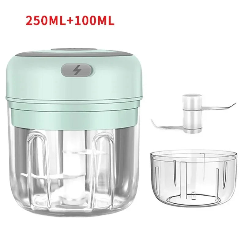 250/100ML Garlic Mincer USB Charging Powerful Mini Electric Garlic Chopper Portable Garlic Crusher Kitchen Food Chopper Unisex
