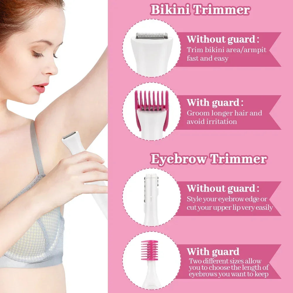 5 In 1 Body Hair Remover Epilator Electric Razor Clipper Shaver Trimmer Women Armpit Bikini Hair Leg Hair Pubic Hairs Trimmer