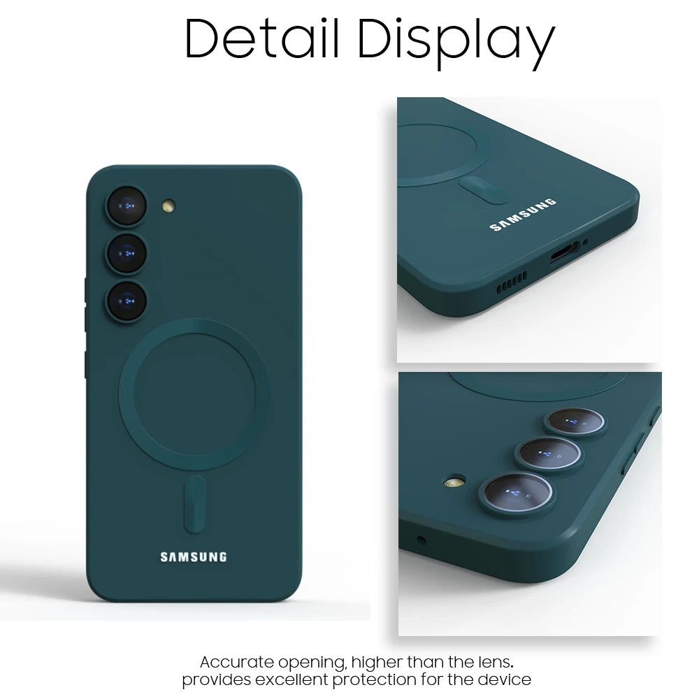 For Samsung Galaxy S25 Magsafe Case S24 S23 S21 FE S22 Plus A56 A55 A54 A36 A35 A16 A15 Soft Silicone Magnetic Phone Back Cover
