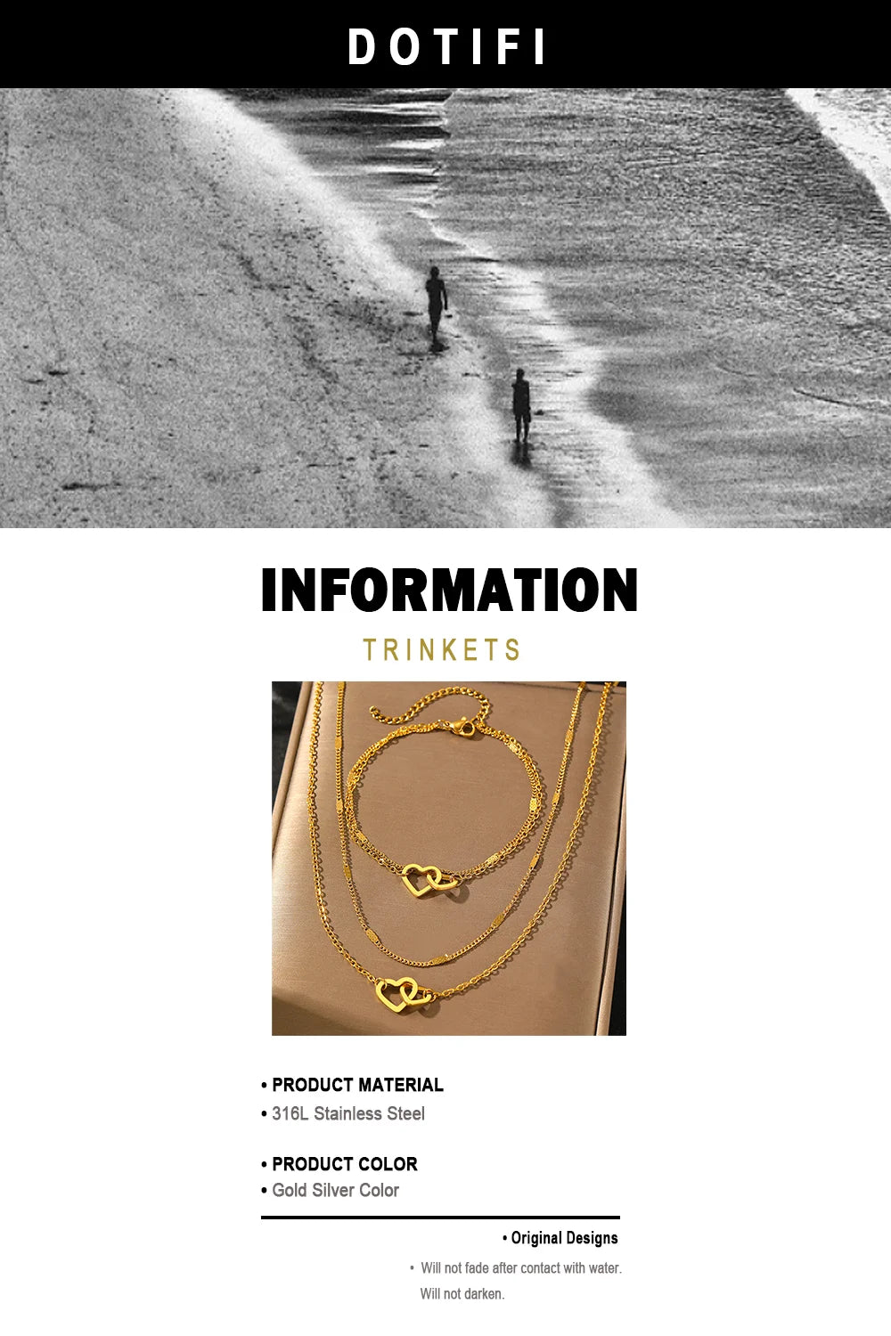 Stainless Steel Jewelry Sets High-end Atmosphere Love Bracelet Love Necklace Double Chain Design Jewelry Sets For Women Jewelry