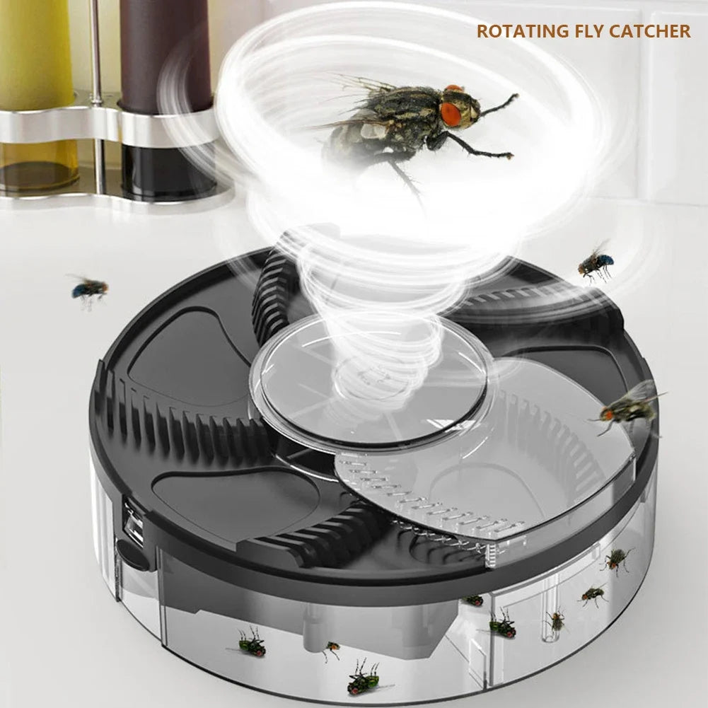 Pest Catcher Device Household Automatic Flycatcher USB Rechargeable Home Kitchen Flytrap Quiet Removable Indoor Insect Reject