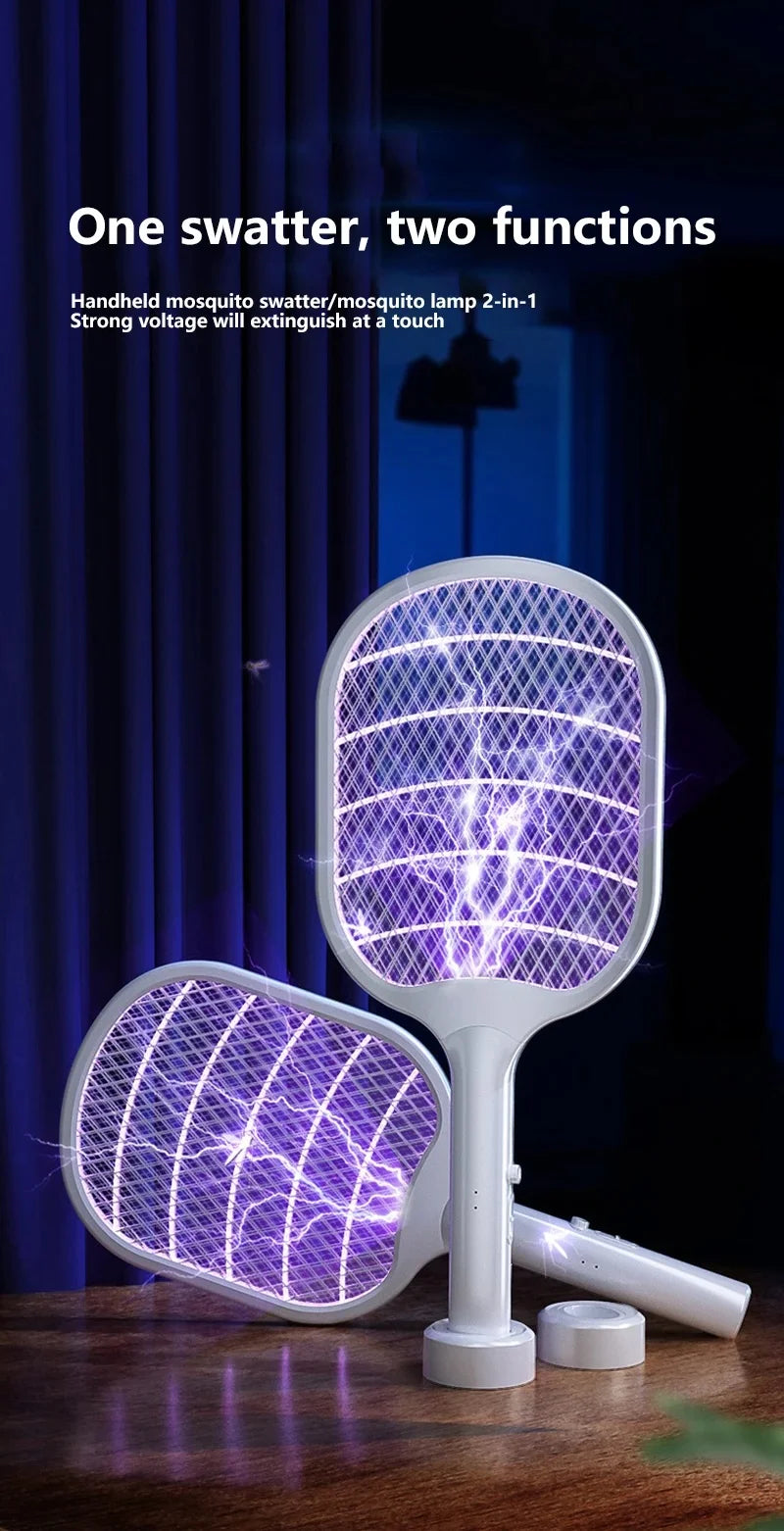 2 In 1 Electric Foldable Mosquito Swatter Killer Lamp Rechargeable Anti Mosquitoes House Lamp Wall-Mounted Fly Bug Trap Home