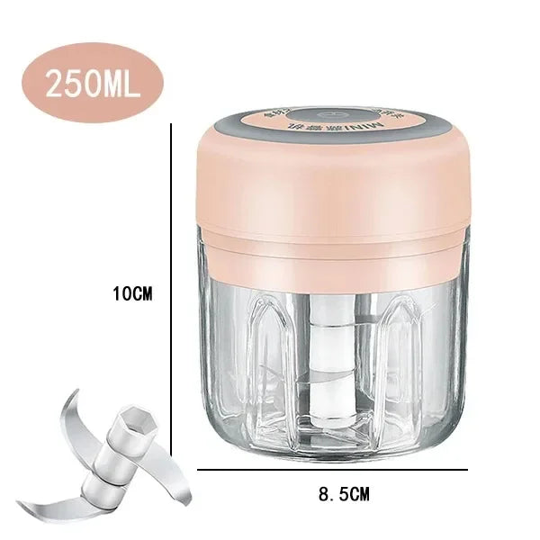 250/100ML Garlic Mincer USB Charging Powerful Mini Electric Garlic Chopper Portable Garlic Crusher Kitchen Food Chopper Unisex