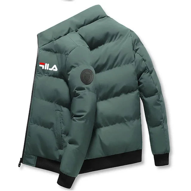 Fashion autumn and winter short men's thick warm coat, outdoor windproof new zipper printed men's casual jacket M-5XL
