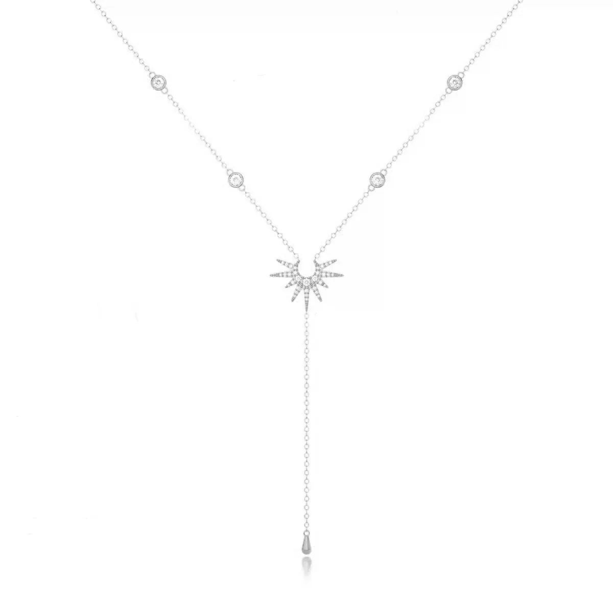 Fashion Gold Color Y-Shaped Pendant Necklaces For Women Girls Luxury Cubic Zirconia Long Tassel Dangle Choker Jewelry Gift