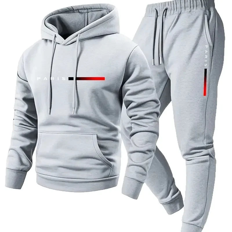 Unisex Paris Letter Print Hoodie And Drawstring Sports Set Casual Fashionable Streetwear for Men And Women Winter Season