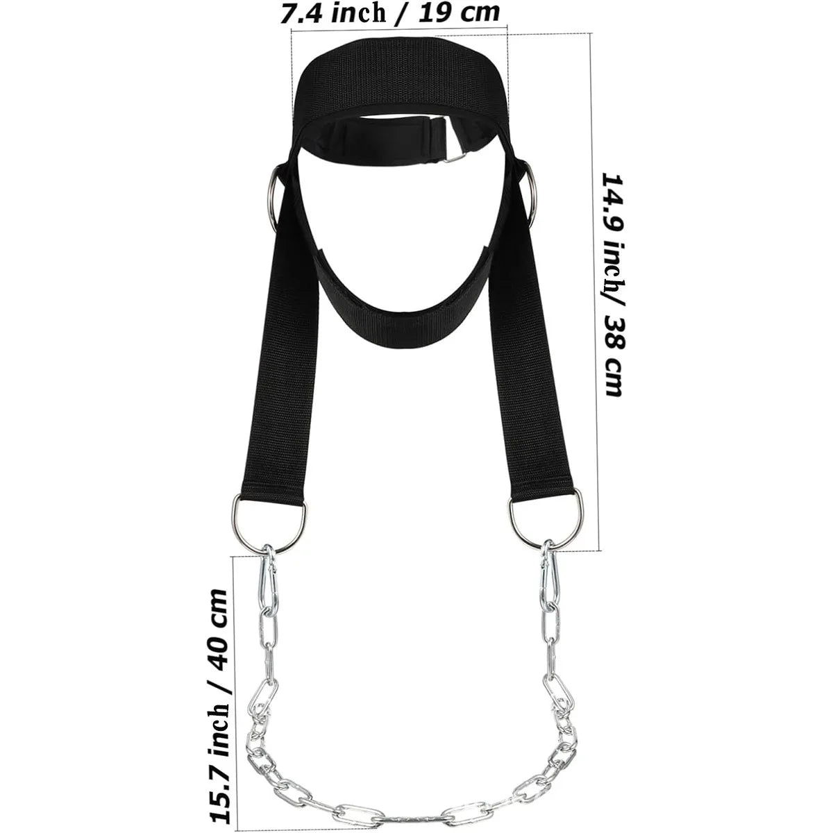 Head Neck Training Harness Adjustable Nylon Strap Weight Bearing Chain Strength Training Gym Fitness Weight Lifting Boxing MMA