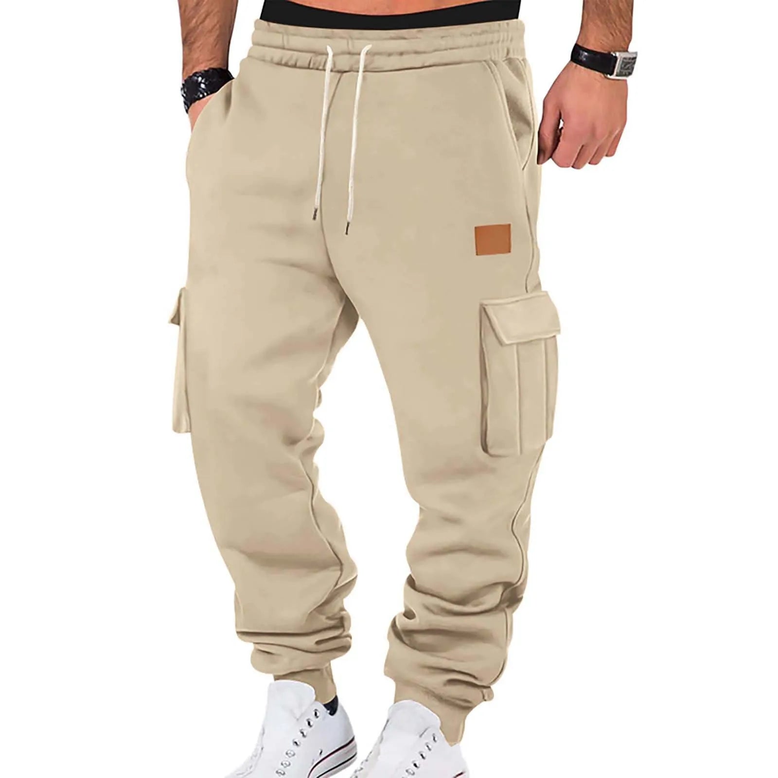 Men's Cargo Pants 2025 New Casual Loose Autumn Winter Straight Baggy Pants Multi-Pockets Solid Color Pinting Sweatpants 