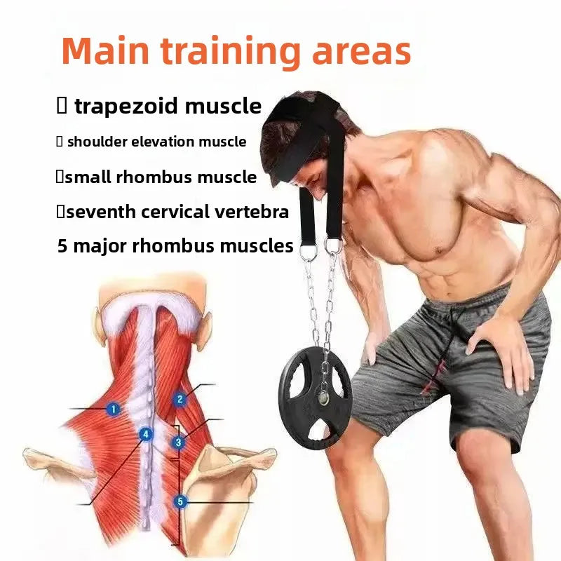 Head Neck Training Harness Adjustable Nylon Strap Weight Bearing Chain Strength Training Gym Fitness Weight Lifting Boxing MMA