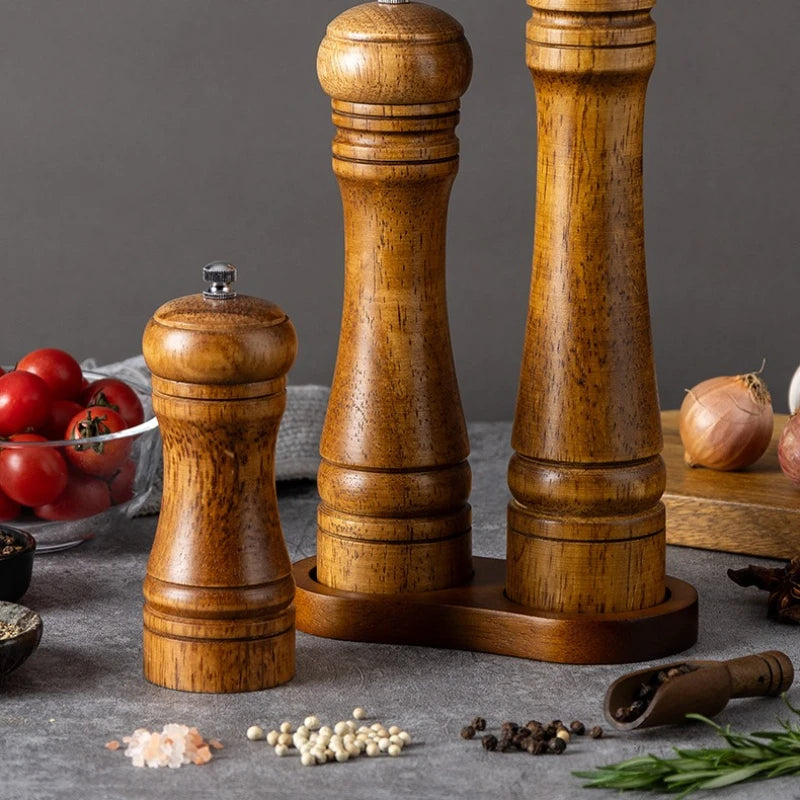 5/8/10inch Wooden Salt Pepper Grinder Mill Shaker Rotor Kitchen Tool Spices Seasoning Gadget Accessory Cooking Essential Items