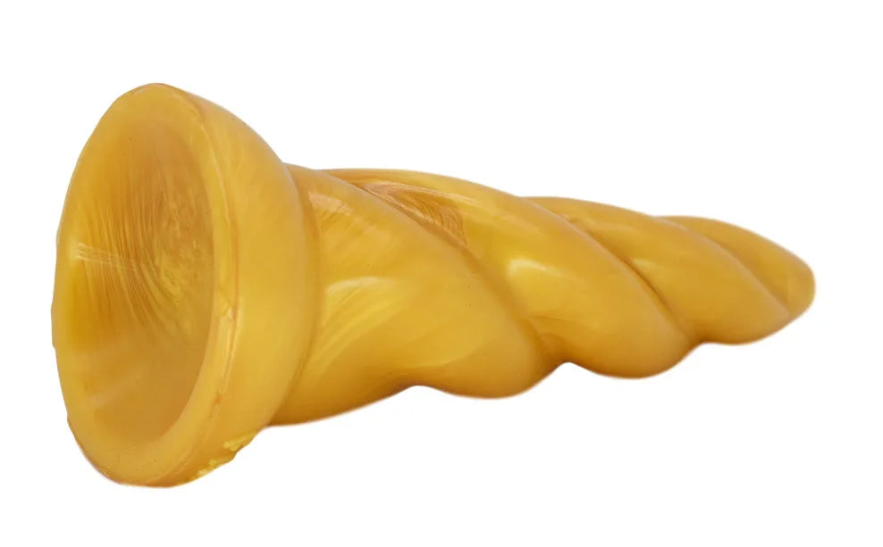 FAAK Gold Large Long Anal Plug With Suction Cup Fantasy Animal Dildos Butt Plug Sex Toys For Women Men Masturbator