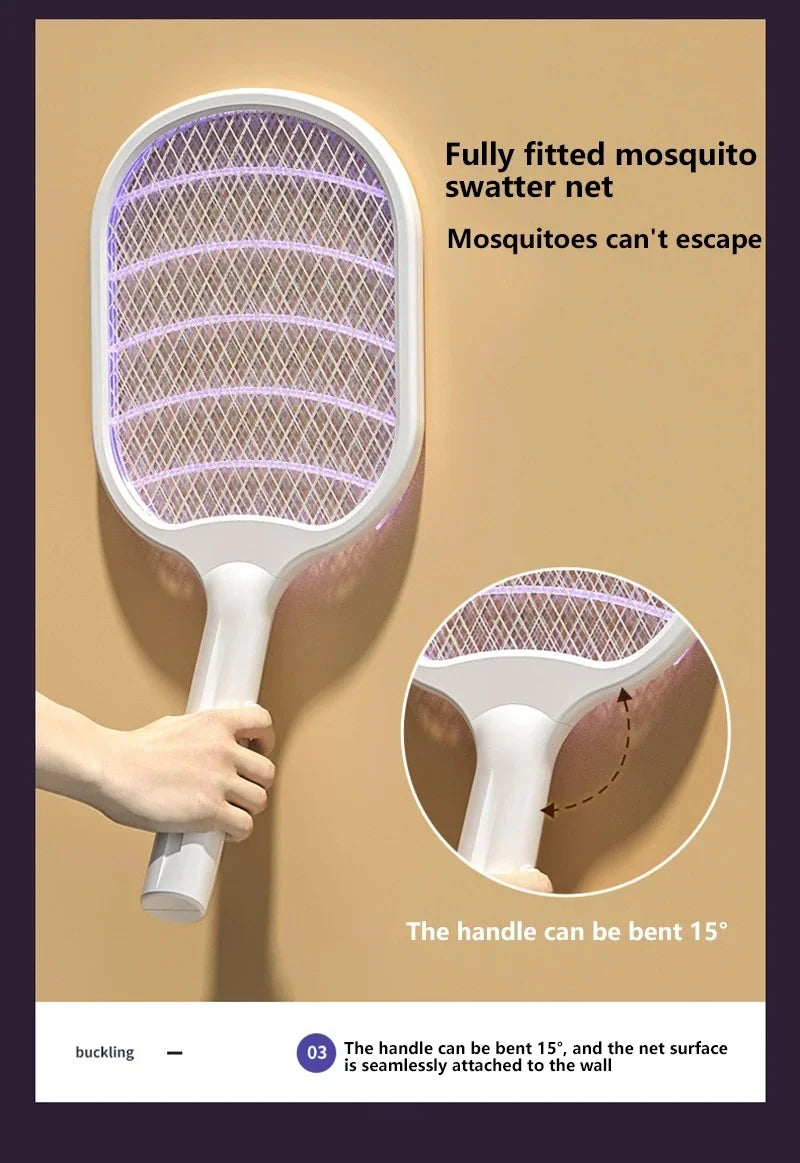 2 In 1 Electric Foldable Mosquito Swatter Killer Lamp Rechargeable Anti Mosquitoes House Lamp Wall-Mounted Fly Bug Trap Home
