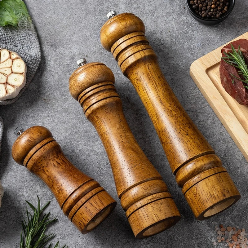 5/8/10inch Wooden Salt Pepper Grinder Mill Shaker Rotor Kitchen Tool Spices Seasoning Gadget Accessory Cooking Essential Items