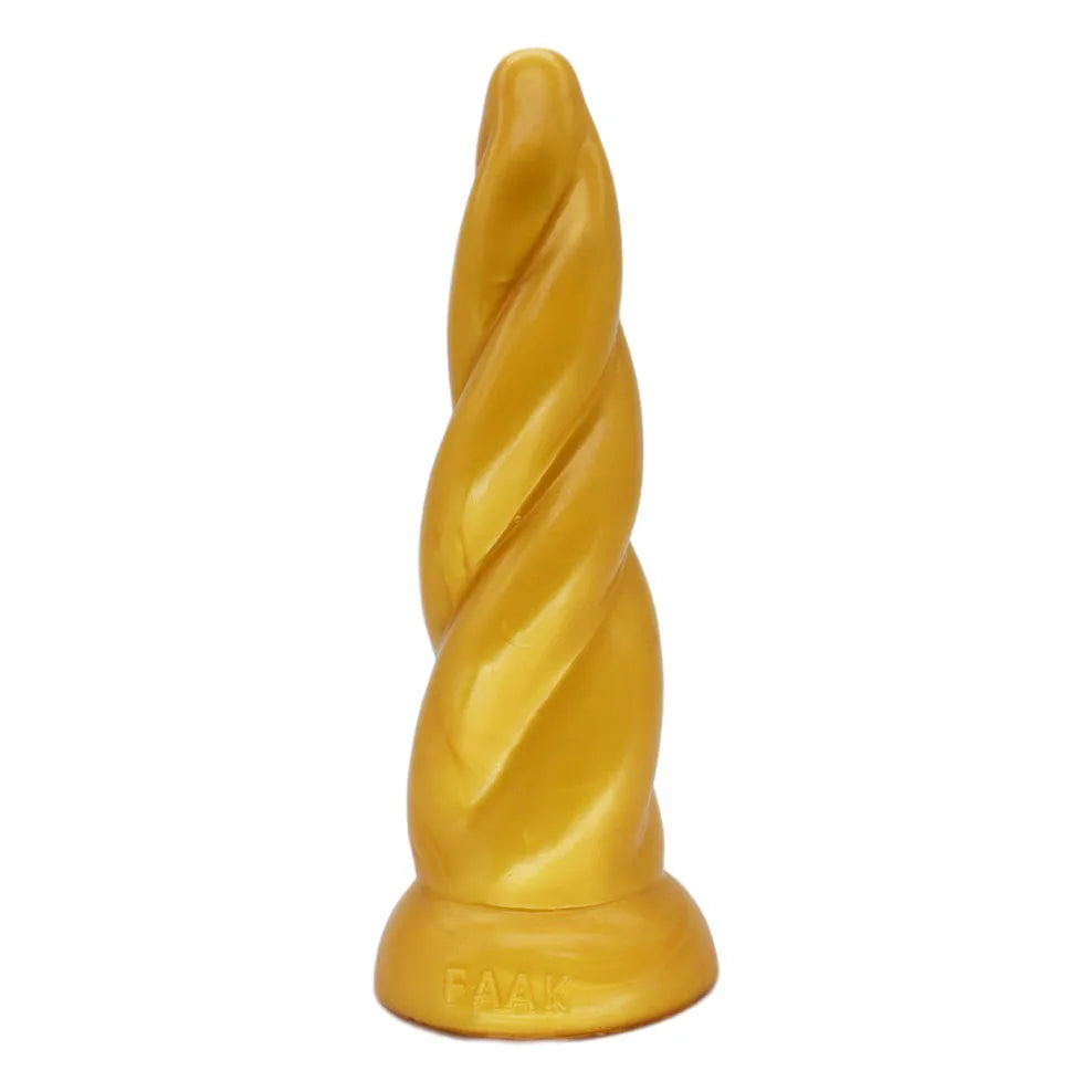 FAAK Gold Large Long Anal Plug With Suction Cup Fantasy Animal Dildos Butt Plug Sex Toys For Women Men Masturbator