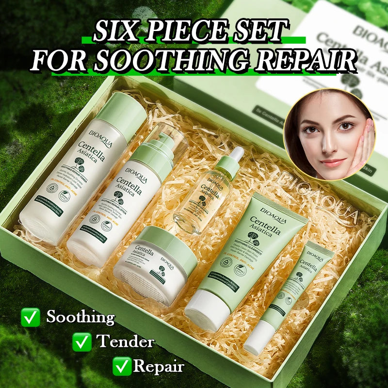 BIOAOUA Centella Asiatica Soothing and Repairing Six-Piece Set Whitening Firming Anti-aging Beauty Facial Skincare Set