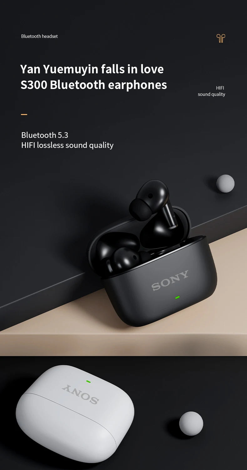 Original SONY S300 TWS Wireless Earphones In Ear Bluetooth True Sport Headphones HiFI Stereo Game Waterproof Headset With Mic