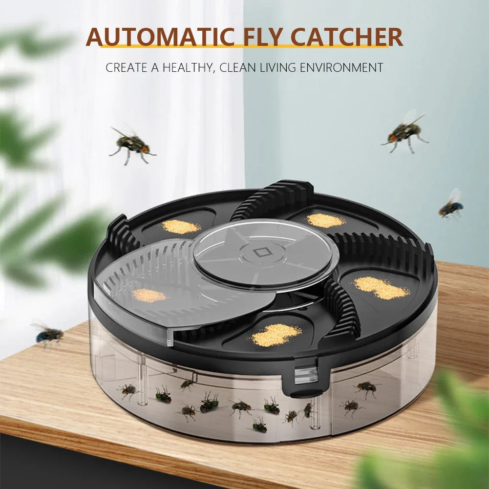 Pest Catcher Device Household Automatic Flycatcher USB Rechargeable Home Kitchen Flytrap Quiet Removable Indoor Insect Reject