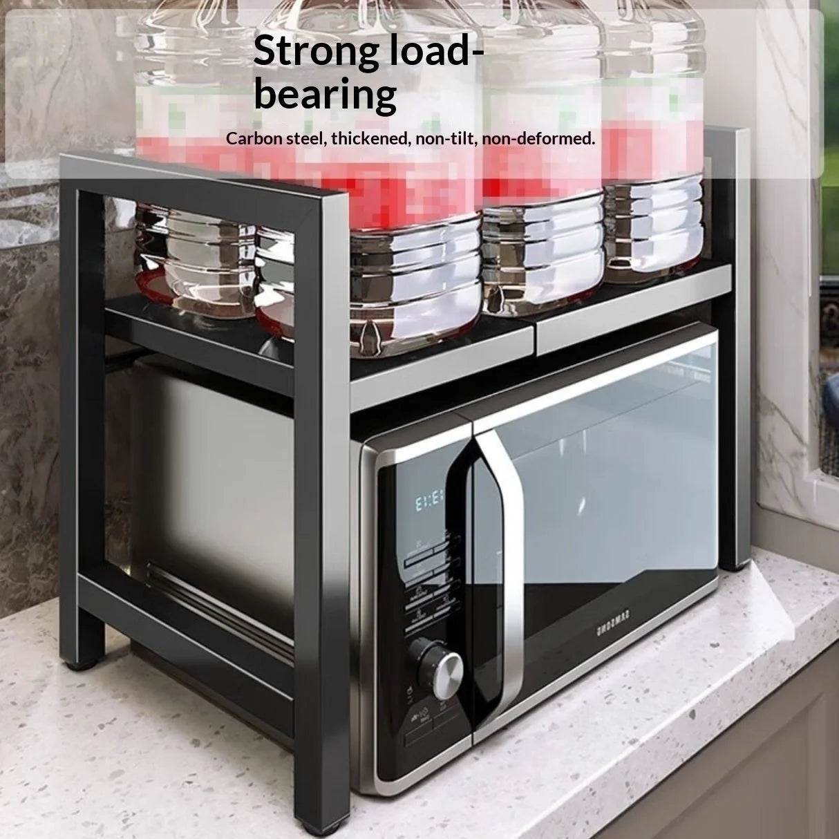 Countertop Kitchen Microwave Storage Rack, Telescopic Desktop Shelf for Rice Cookers and Ovens, A Household Storage Organizer