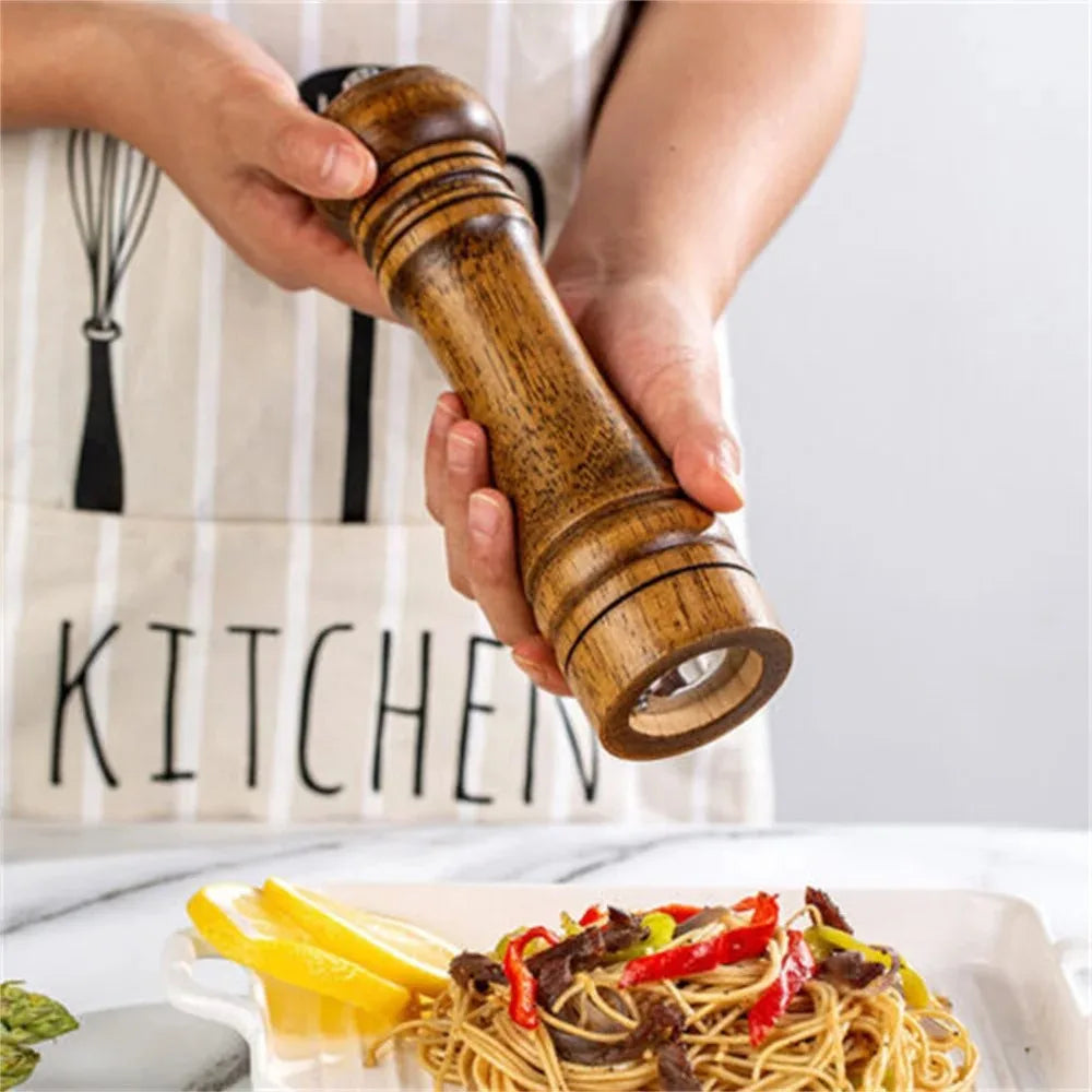 5/8/10inch Wooden Salt Pepper Grinder Mill Shaker Rotor Kitchen Tool Spices Seasoning Gadget Accessory Cooking Essential Items