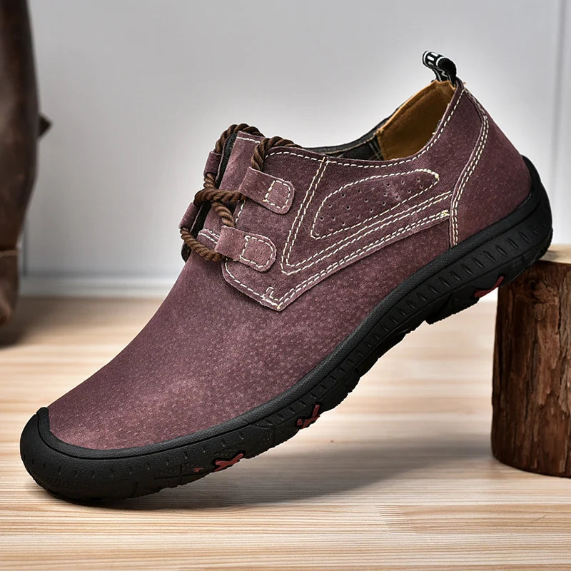 Handmade Leather Casual Men's Shoes New Arrival Design Sneakers Man Breathable Business Footwear Lace-Up Male Walking Shoes