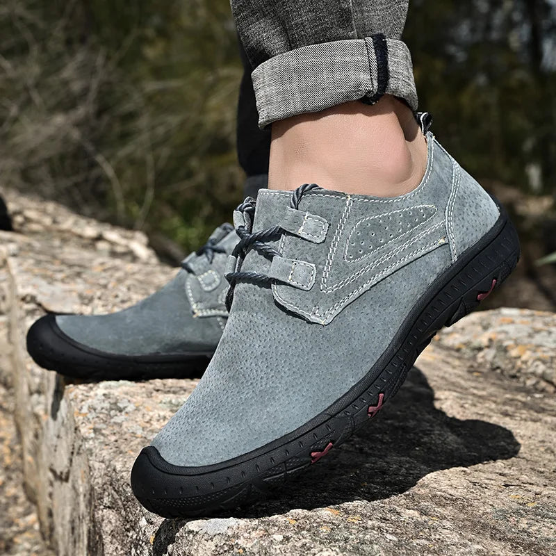 Handmade Leather Casual Men's Shoes New Arrival Design Sneakers Man Breathable Business Footwear Lace-Up Male Walking Shoes