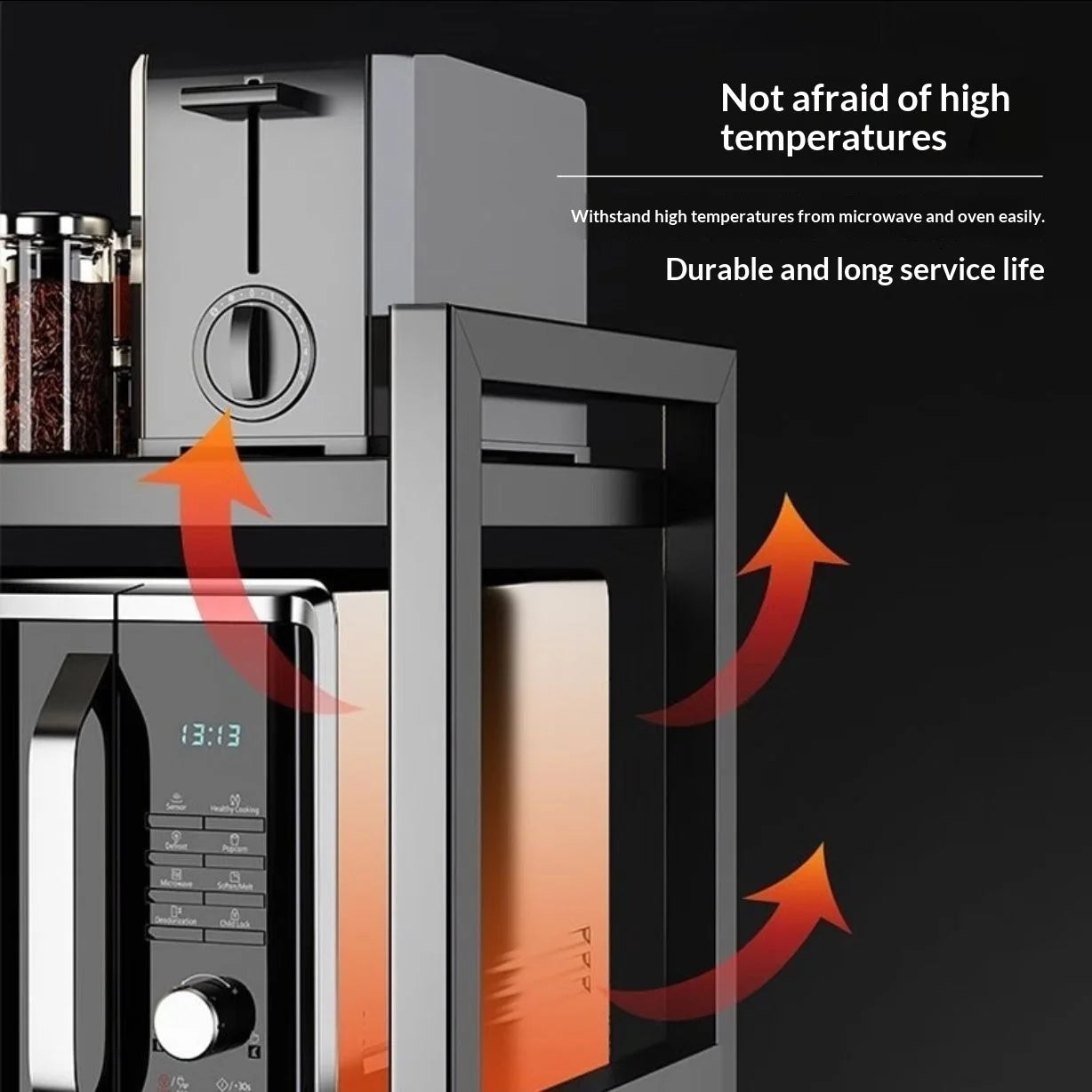 Countertop Kitchen Microwave Storage Rack, Telescopic Desktop Shelf for Rice Cookers and Ovens, A Household Storage Organizer