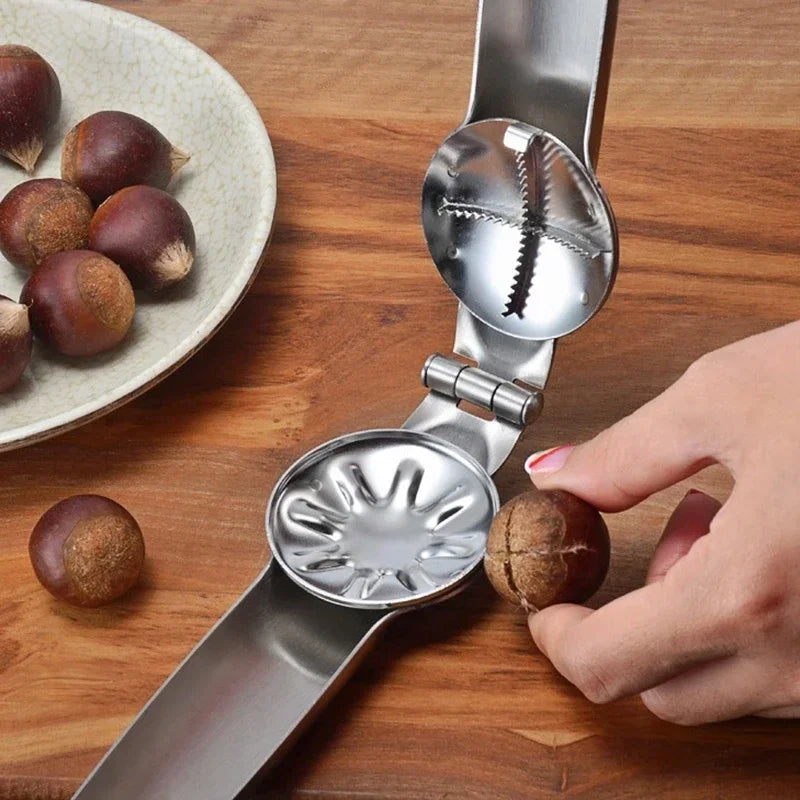 2in1 Chestnut Machine Kitchen Accessori Stainless Steel Chestnut Cracker Opener Sheath Cutter Metal Nuts Clip Walnut Pliers Tool