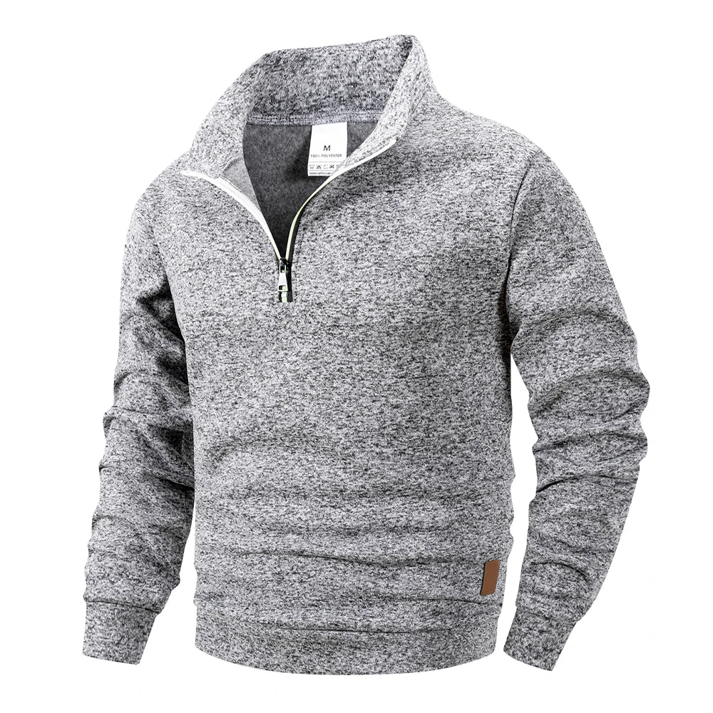 Spring Autumn Men's Standing Collar Half Zipper Sportswear Long Sleeve Sweatshirts Men Casual Knitted Pullovers Daily Coats