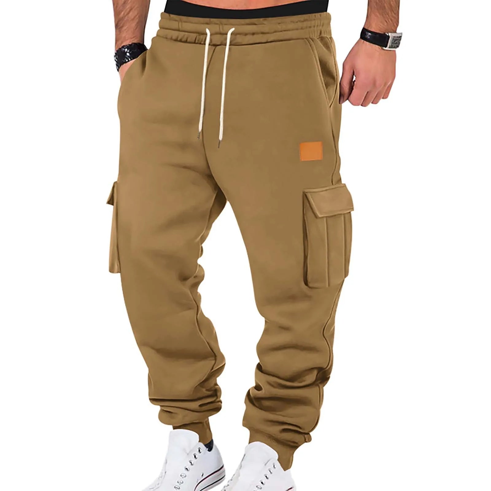 Men's Cargo Pants 2025 New Casual Loose Autumn Winter Straight Baggy Pants Multi-Pockets Solid Color Pinting Sweatpants 