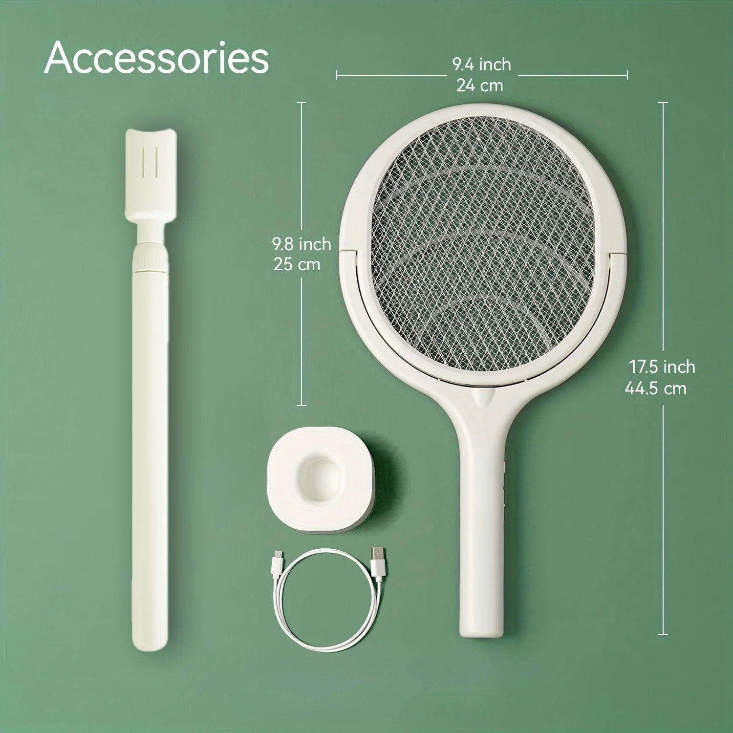 6 in 1 Retractable Mosquito Killer Swatter Racket Electric Fly Trap Bug Lamp Bat for Home House Zapper Insect Extendable Handle