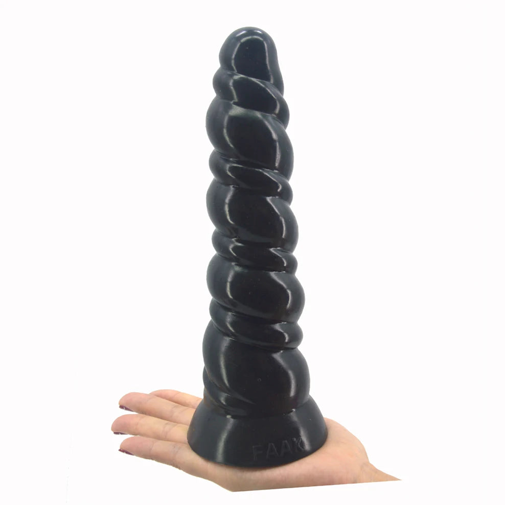 FAAK Gold Large Long Anal Plug With Suction Cup Fantasy Animal Dildos Butt Plug Sex Toys For Women Men Masturbator