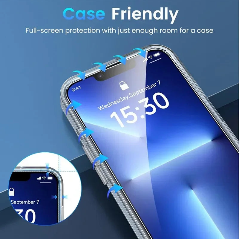 5Pcs Tempered Glass For iPhone 15 13 11 12 14 Pro Max Mini Screen Protector For IPhone 16 17 8 Plus X XR XS MAX Protective Glass