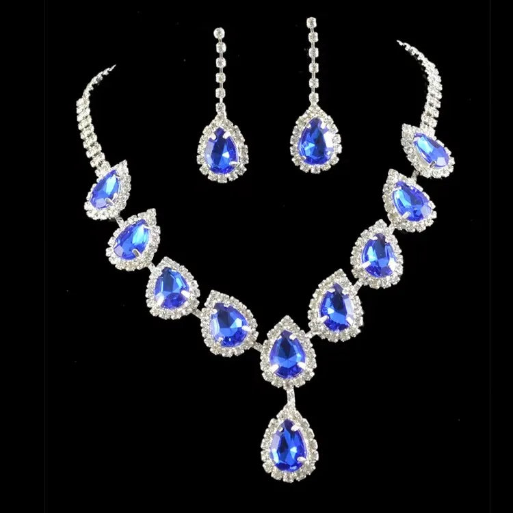 Luxurious Wedding Jewelry Sets for Bridal Bridesmaid Jewelery Drop Earring Necklace Austria Crystal Wholesale Gift