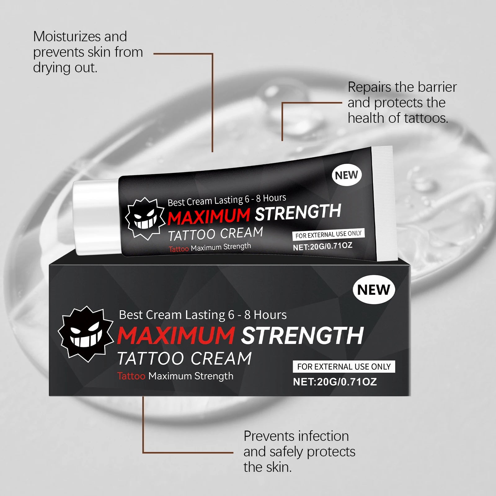 Tattoo care gel gentle formula cleans, comfortable, moisturizes and cares for the skin tattoo color care gel