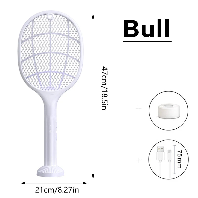2 In 1 Electric Foldable Mosquito Swatter Killer Lamp Rechargeable Anti Mosquitoes House Lamp Wall-Mounted Fly Bug Trap Home