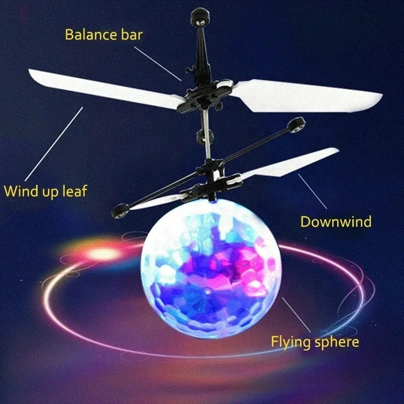 Led Light Suspension Crystal Ball Infrared Induction RC Gesture Control Colorful Glowing Toys Flying Unique Gift for Kids