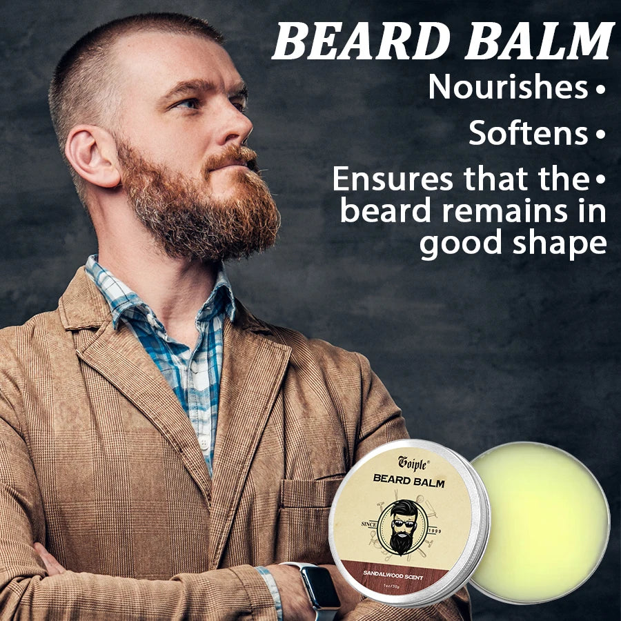 Beard Care Kit Whiskers Deep Clean Shampoo Conditioning Volumizing Oil Moustache Balm Beards Moisturizing and Smoothing Products