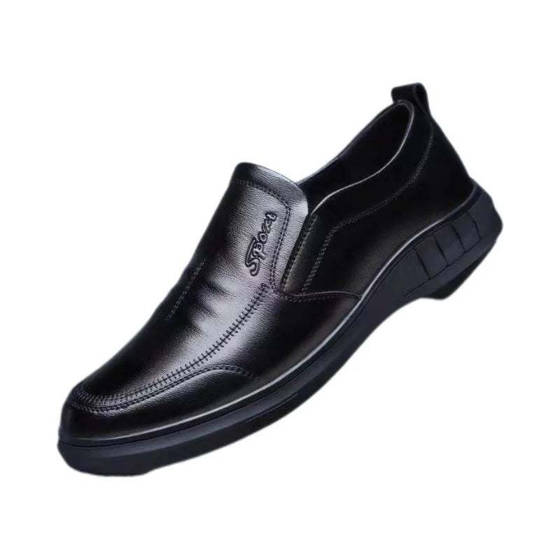 Men's Leather Shoes Breathable Lightweight Business Slip-On Anti-Slip Middle-Aged And Elderly Shoes Comfortable All-Seasons Wear