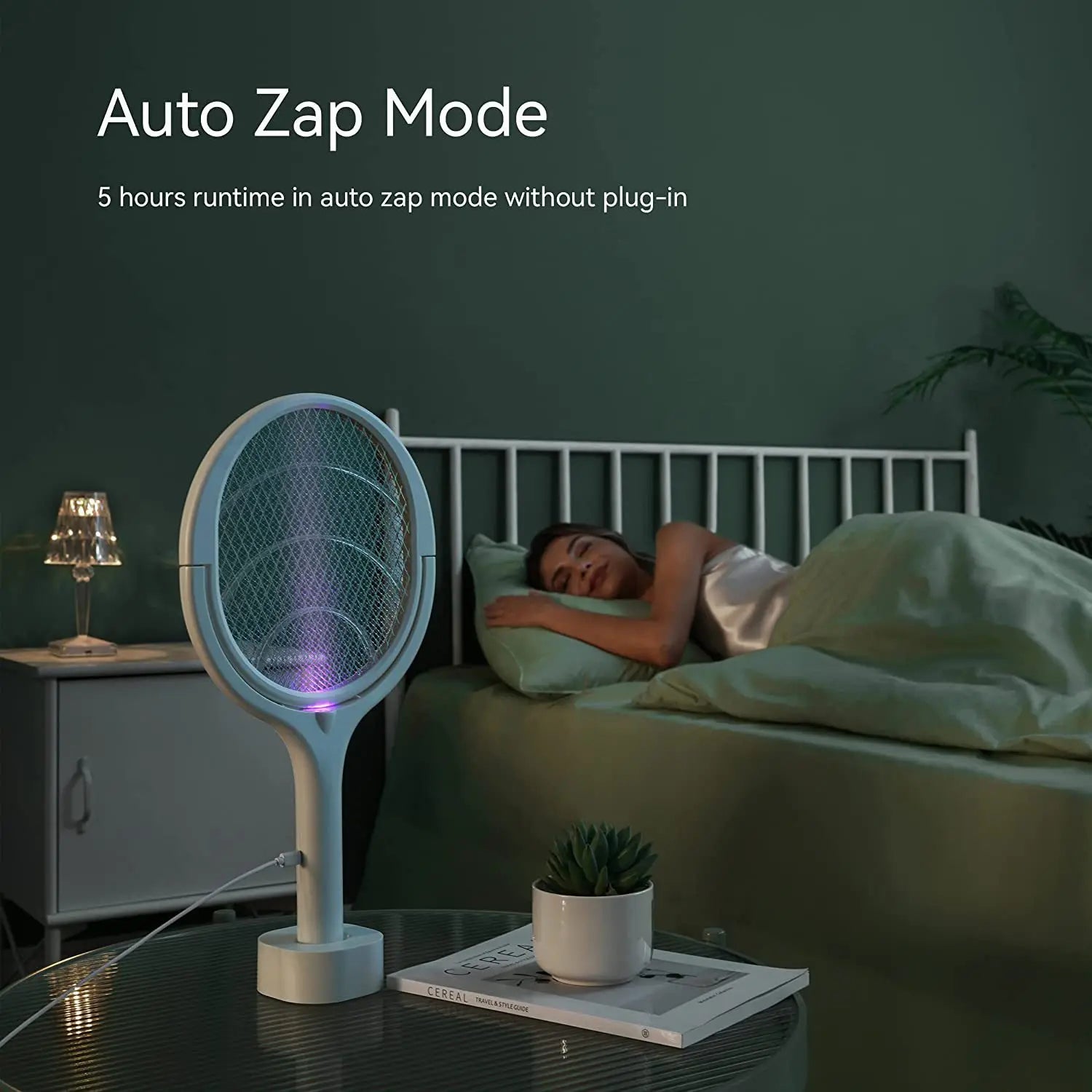 6 in 1 Retractable Mosquito Killer Swatter Racket Electric Fly Trap Bug Lamp Bat for Home House Zapper Insect Extendable Handle