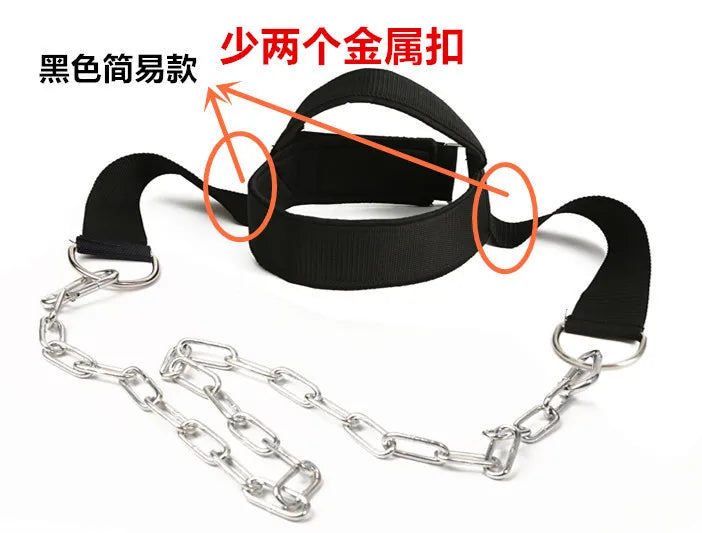 Head Neck Training Harness Adjustable Nylon Strap Weight Bearing Chain Strength Training Gym Fitness Weight Lifting Boxing MMA