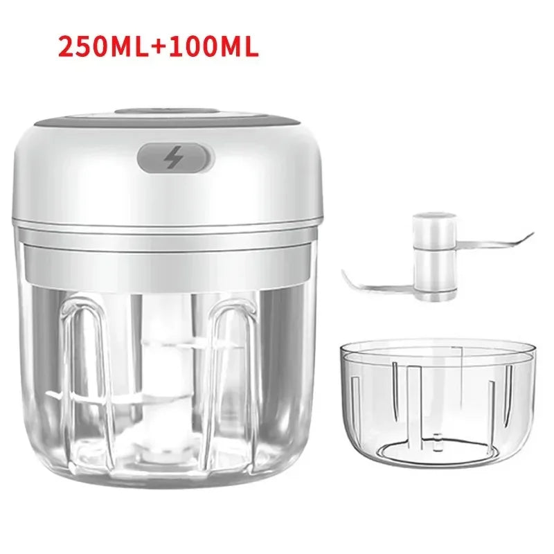 250/100ML Garlic Mincer USB Charging Powerful Mini Electric Garlic Chopper Portable Garlic Crusher Kitchen Food Chopper Unisex