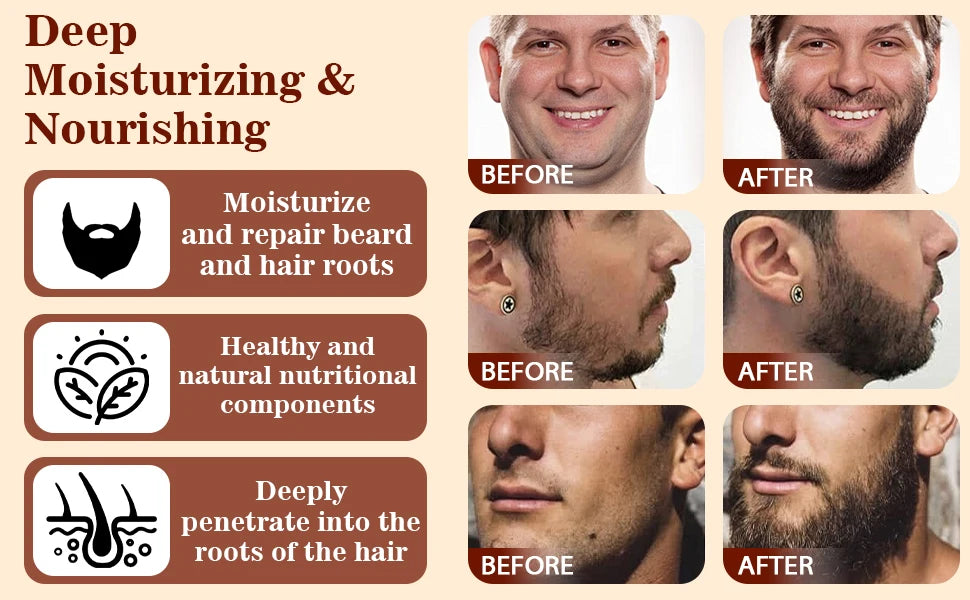 Beard Care Kit Whiskers Deep Clean Shampoo Conditioning Volumizing Oil Moustache Balm Beards Moisturizing and Smoothing Products