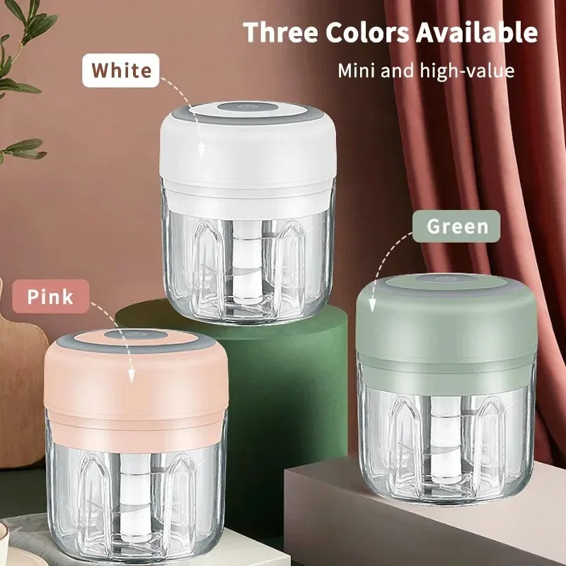 250/100ML Garlic Mincer USB Charging Powerful Mini Electric Garlic Chopper Portable Garlic Crusher Kitchen Food Chopper Unisex