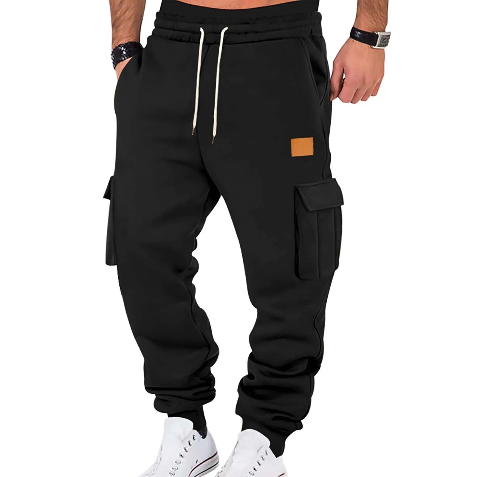 Men's Cargo Pants 2025 New Casual Loose Autumn Winter Straight Baggy Pants Multi-Pockets Solid Color Pinting Sweatpants 