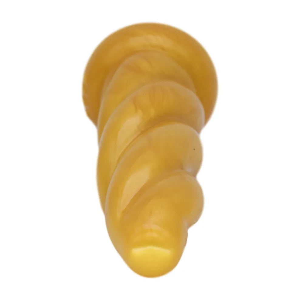 FAAK Gold Large Long Anal Plug With Suction Cup Fantasy Animal Dildos Butt Plug Sex Toys For Women Men Masturbator