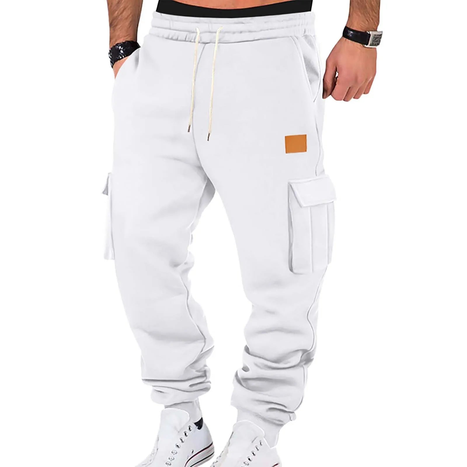 Men's Cargo Pants 2025 New Casual Loose Autumn Winter Straight Baggy Pants Multi-Pockets Solid Color Pinting Sweatpants 
