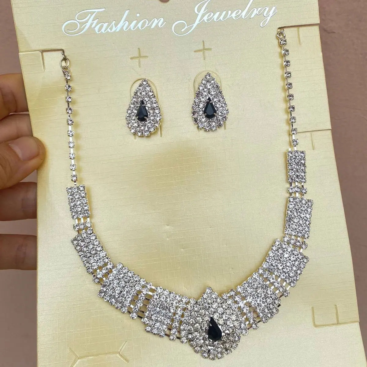 Luxurious Wedding Jewelry Sets for Bridal Bridesmaid Jewelery Drop Earring Necklace Austria Crystal Wholesale Gift