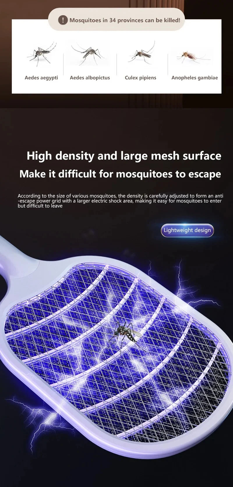 2 In 1 Electric Foldable Mosquito Swatter Killer Lamp Rechargeable Anti Mosquitoes House Lamp Wall-Mounted Fly Bug Trap Home